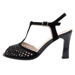 Sandale dama, Epica, JI1K04-M844-P8563T-01-I-Negru, elegant, piele intoarsa, cu toc, negru (Marime: 38)