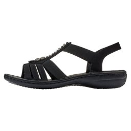 Sandale dama, Rieker, 60806-00-Negru, casual, piele ecologica, cu talpa joasa, negru (Marime: 41)