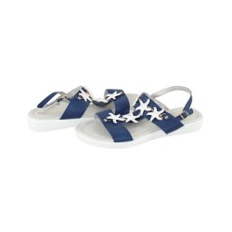 Sandale dama, Agressione, Crina-V1-Albastru, casual, piele naturala, cu talpa joasa, albastru (Marime: 41)