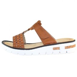 Papuci dama, Rieker, 610K7-22-Maro, casual, piele ecologica, cu talpa joasa, maro (Marime: 40)