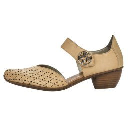 Pantofi dama, Rieker, 43760-60-Bej, casual, piele naturala, cu toc, bej (Marime: 39)