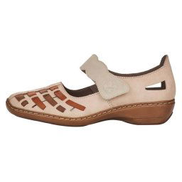 Pantofi dama, Rieker, 41369-61-Bej, casual, piele naturala, cu talpa joasa, bej (Marime: 40)