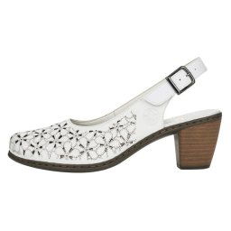 Pantofi dama, Rieker, 40981-80-Alb, casual, piele naturala, cu toc, alb (Marime: 40)