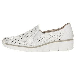 Pantofi dama, Rieker, 53795-80-Alb, casual, piele naturala, cu talpa joasa, alb (Marime: 40)