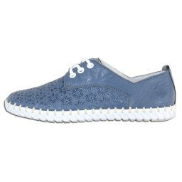 Pantofi dama, Rieker, L1307-12-Albastru, casual, piele naturala, cu talpa joasa, albastru (Marime: 37)