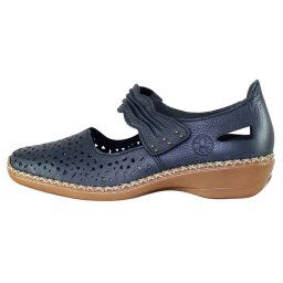 Pantofi dama, Rieker, 41399-14-Albastru-Inchis, casual, piele naturala, cu talpa joasa, albastru inchis (Marime: 42)