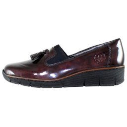 Pantofi dama, Rieker, 53751-35-Bordo, casual, piele ecologica, cu talpa joasa, bordo (Marime: 39)