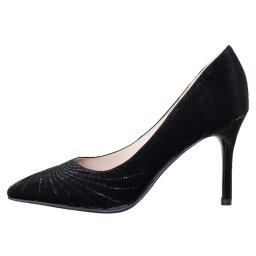 Pantofi dama, Epica, B01568-3603D-A827-01-F-Negru, elegant, textil, cu toc, negru (Marime: 40)