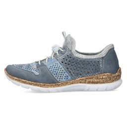 Pantofi dama, Rieker, N4255-12-Albastru, casual, piele ecologica, cu talpa joasa, albastru (Marime: 36)