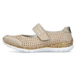 Pantofi dama, Rieker, N4257-60-Bej, casual, piele naturala, cu talpa joasa, bej (Marime: 38)
