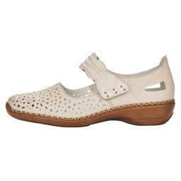 Pantofi dama, Rieker, 41399-60-Bej, casual, piele naturala, cu talpa joasa, bej (Marime: 41)