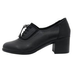 Pantofi dama, Nicolis, 124494-Negru, casual, piele naturala, cu toc, negru (Marime: 38)