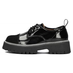 Pantofi dama, Filippo, DP4581-23-BK-Negru, casual, piele naturala, cu platforma, negru (Marime: 37)
