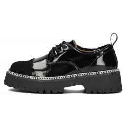 Pantofi dama, Filippo, DP4581-23-BK-Negru, casual, piele naturala, cu platforma, negru (Marime: 41)