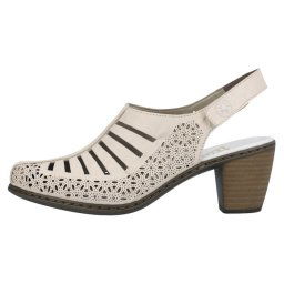 Pantofi dama, Rieker, 40959-60-Bej, casual, piele naturala, cu toc, bej (Marime: 41)