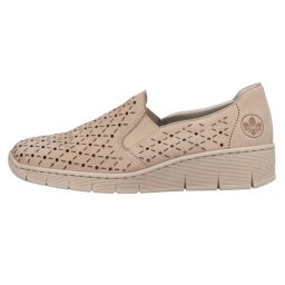 Pantofi dama, Rieker, 53795-60-Bej, casual, piele naturala, cu talpa joasa, bej (Marime: 39)