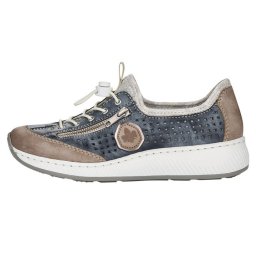 Pantofi dama, Rieker, N5596-14-Albastru, casual, piele ecologica, cu talpa joasa, albastru (Marime: 40)
