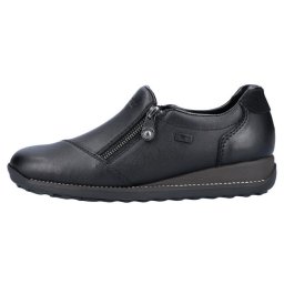 Pantofi dama, Rieker, 44265-00-Negru, casual, piele naturala, impermeabil, cu talpa joasa, negru (Marime: 38)