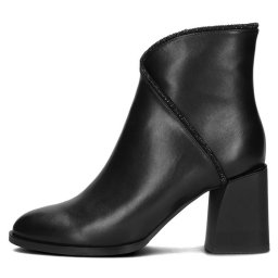 Botine dama, Filippo, DBT4875-23-BK-Negru, elegant, piele ecologica, cu toc, negru (Marime: 38)