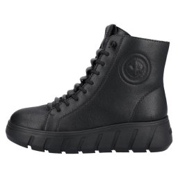 Ghete dama, Rieker, Y3550-00-Negru, casual, piele naturala, imblanite, cu talpa joasa, negru (Marime: 40)