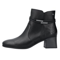 Botine dama, Rieker, 70973-00-Negru, casual, piele naturala, cu toc, negru (Marime: 37)