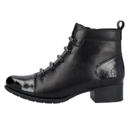 Botine dama, Rieker, 78655-00-Negru, casual, piele naturala, imblanite, cu toc, negru (Marime: 40)