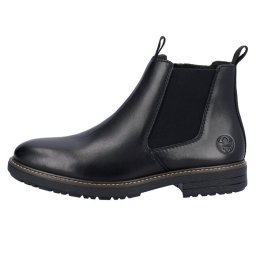 Cizme barbati, Rieker, 33180-00-Negru, elegant, piele naturala, scurte, cu toc, negru (Marime: 45)