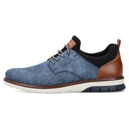 Pantofi barbati, Rieker, 14450-14-Albastru, casual, piele ecologica, cu talpa joasa, albastru (Marime: 40)