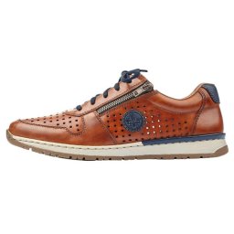 Pantofi barbati, Rieker, B5115-24-Maro, casual, piele naturala, perforati, cu talpa joasa, maro (Marime: 43)