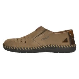 Pantofi barbati, Rieker, B2457-64-Bej, casual, piele naturala, perforati, cu talpa joasa, bej (Marime: 40)
