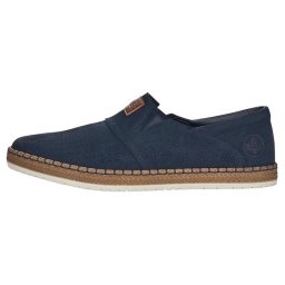 Pantofi barbati, Rieker, B5256-14-Albastru-Inchis, casual, piele naturala, perforati, cu talpa joasa, albastru inchis (Marime: 44)