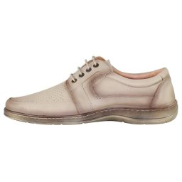 Pantofi barbati, Nicolis, 200489-Bej, casual, piele naturala, perforati, cu talpa joasa, bej (Marime: 41)