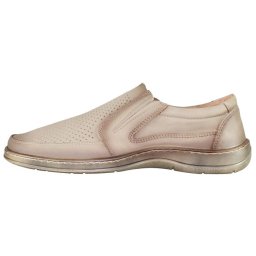 Pantofi barbati, Nicolis, 200589-Bej, casual, piele naturala, perforati, cu talpa joasa, bej (Marime: 39)