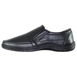 Pantofi barbati, Nicolis, 200589-Negru, casual, piele naturala, perforati, cu talpa joasa, negru (Marime: 39)
