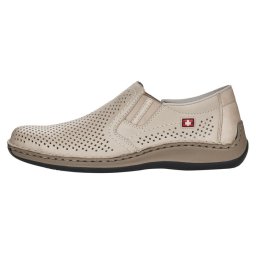 Pantofi barbati, Rieker, 05297-60-Bej, casual, piele naturala, perforati, cu talpa joasa, bej (Marime: 43)