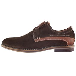 Pantofi barbati, Pieton, 184-S-Maro, elegant, piele intoarsa, cu toc, maro (Marime: 42)
