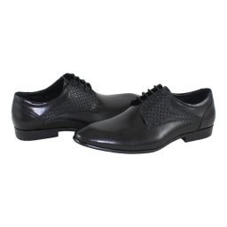 Pantofi barbati, Saccio, A582-11A-Negru, elegant, piele naturala, cu toc, negru (Marime: 41)