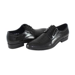 Pantofi barbati, Saccio, A195-39YC-Negru, elegant, piele naturala, cu toc, negru (Marime: 39)
