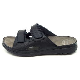 Papuci barbati, Batz, Mike-Negru, casual, piele naturala, ortopedici, cu talpa groasa, negru (Marime: 41)