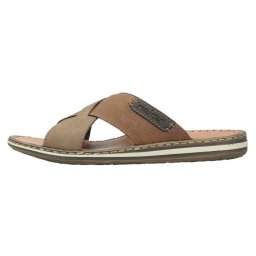 Papuci barbati, Rieker, 21088-25-Maro, casual, piele naturala, cu talpa joasa, maro (Marime: 45)