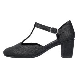 Pantofi dama, Rieker, 41087-00-Negru, elegant, piele ecologica, cu toc, negru (Marime: 41)