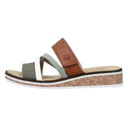 Papuci dama, Rieker, V3652-91-Verde, casual, piele ecologica, cu talpa joasa, verde (Marime: 37)