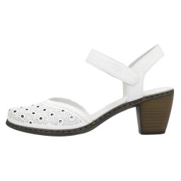 Pantofi dama, Rieker, 40991-80-Alb, casual, piele naturala, perforati, cu toc, alb (Marime: 40)
