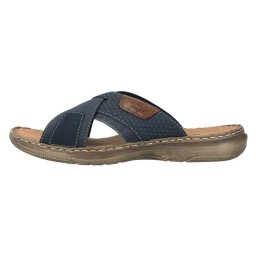 Papuci barbati, Rieker, 21491-14-Albastru-Inchis, casual, piele ecologica, cu talpa joasa, albastru inchis (Marime: 41)