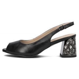 Sandale dama, Filippo, DS6181-24-BK-Negru, elegant, piele naturala, cu toc, negru (Marime: 37)