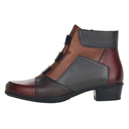 Ghete dama, Rieker, Y0764-35-Bordo, casual, piele naturala, cu toc, bordo (Marime: 40)
