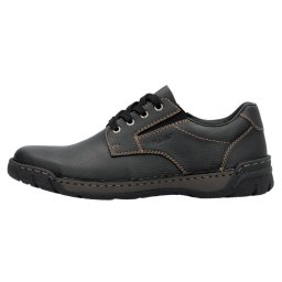 Pantofi barbati, Rieker, B0306-00-Negru, casual, piele naturala, cu talpa joasa, negru (Marime: 40)