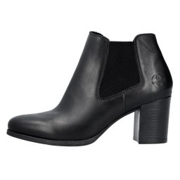Botine dama, Rieker, 50194-00-Negru, casual, piele naturala, cu toc, negru (Marime: 40)
