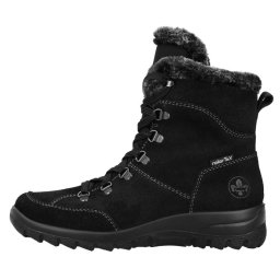 Ghete dama, Rieker, L7145-00-Negru, casual, piele intoarsa, impermeabil, imblanite, cu talpa joasa, negru (Marime: 38)