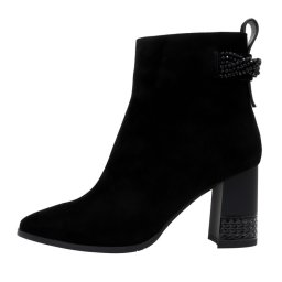 Botine dama, Epica, K3K350050-01-I-Negru, elegant, piele intoarsa, cu toc, negru (Marime: 39)